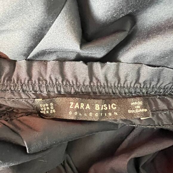 ZARA Off-Shoulder Boho Blue Shift Crochet Hem Dress Size S - Picture 2 of 11